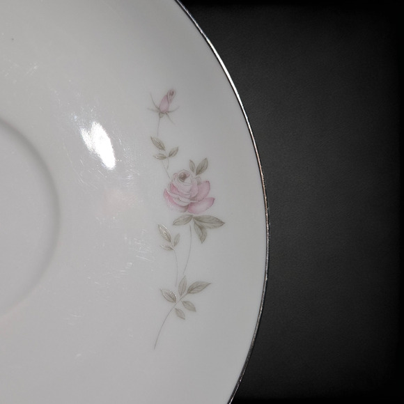 1960s Vintage Noritake Bellemead Porcelain Silver Trimmed Floral 6 Saucer Plates - Picture 6 of 10